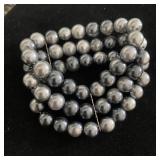 Flexible Faux Silver Coil Beaded Wrap Bracelet