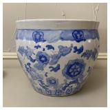 Vintage Blue & White Porcelain Chinoiserie Fishbow