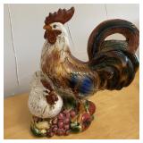 Glazed Ceramic Country Farm Chickens 13"