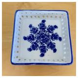 Delf Style Square Decorative Dish ot Trinket Tray