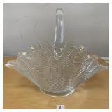 Vintage LE Smith Herrigbone Feather Glass Basket