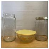 Imperial Flower Dute Glass Bowl & 2 pc XL Glass Ja