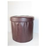 Faux Leather Stool With Storage