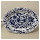 Blue & White Oval Platter 16'
