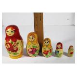 Vintage Russian 8 Pieces Harwood Dolls no marking