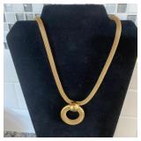 Vintage  Gold tone Mesh w/Pendant Necklace 12'