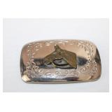Vintage Rodeo Brass Horse Belt Buckle Silver Tone