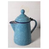 Antique Enamel Graniteware  Small Blue Coffee Pot