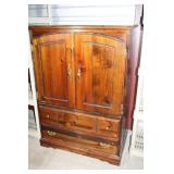 Vintage Wood Dresser 2 Drawer, 2 Door with Shelves