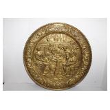 Vintage Brass English Brass repousse wall plate 16