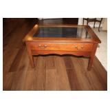 Vintage Glass Top Coffee Table 1 Drawer 17 x 32 x