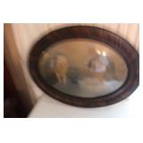 Antique Tiger Oak Frame  Bubble Glass Wood Frame 1