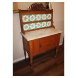 English Washstand Marble Top 53 x 34 x 17