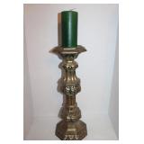 Gold Ceramic Candle Holder 18" w Candle 6"