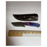 Patterned Steel Drop-Point Hunting Knife  Purple.