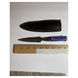 Damascus-Pattern Fixed Blade Knife  Colorful Wooh