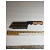 Custom-Style Damascus-Pattern Cleaver/Santoku Fixe