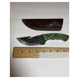 Textured Gut Hook Hunting Knife with Green & Purp.