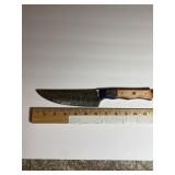 Large Damascus-Pattern Fixed Blade Knife  Two-Toe