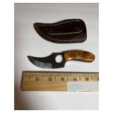 Damascus-Pattern Fixed Blade Knife  Black/Wood Hh