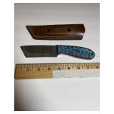 Patterned Steel Tanto Fixed Blade  Blue Multicol.