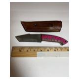 Patterned Steel Tanto-Style Fixed Blade Knife  P.