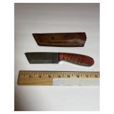 Patterned Steel Tanto Fixed Blade  Red/Green Lamd