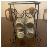 Jar/Wine Holder with 4 cans of bird feed