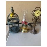 Bird Cage and Wrought Iron Bird Clock
