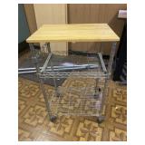 Chrome & Wood Cart on Wheels