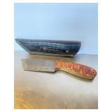 Custom Damascus steel cleaver-style fixed-blade k.