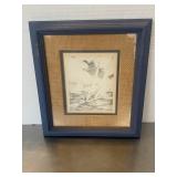Framed black and white nautical sketch depicting .