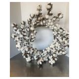 Rustic cotton boll decorative wreath with natural.