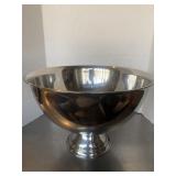 Polished silver-toned metal punch bowl or wine co.