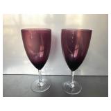 Pair of vintage amethyst purple wine glasses feat.