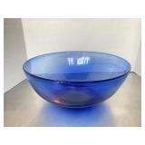 Large cobalt blue hand-blown glass serving bowl f.