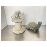 Cast stone garden statues including a pedestal wi.