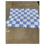 Handmade light blue and white checkered crochet a.
