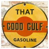 Good Gulf Gasoline 12-Inch Porcelain Enamel Sign