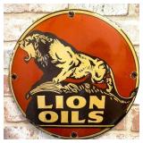 Lion Oils Porcelain Enamel Sign (12in)