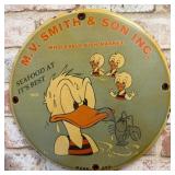 Donald Duck Vintage 1955 Fish Market Porcelain Ena