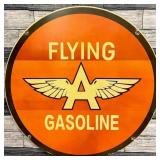 2Ft Flying A Gasoline Vintage Porcelain Enamel Sig
