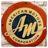 American Motors Company Vintage Porcelain Enamel S