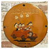 Richlube Motor Oil Donald Duck & Kids Porcelain En