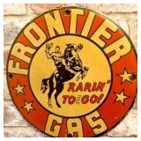 Frontier Gas 12-Inch Porcelain Enamel Sign