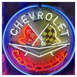 Chevrolet Corvette Single-Sided Neon Porcelain Box