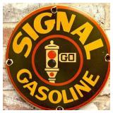Signal Gasoline 12-Inch Porcelain Enamel Sign