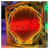Shell Gasoline Scallop Neon Porcelain Die Cut Sign