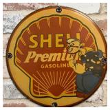 Shell Premium Gasoline with Popeye Porcelain Ename