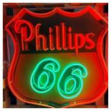 Phillips 66 U.S. Route Neon Porcelain Die Cut Shie